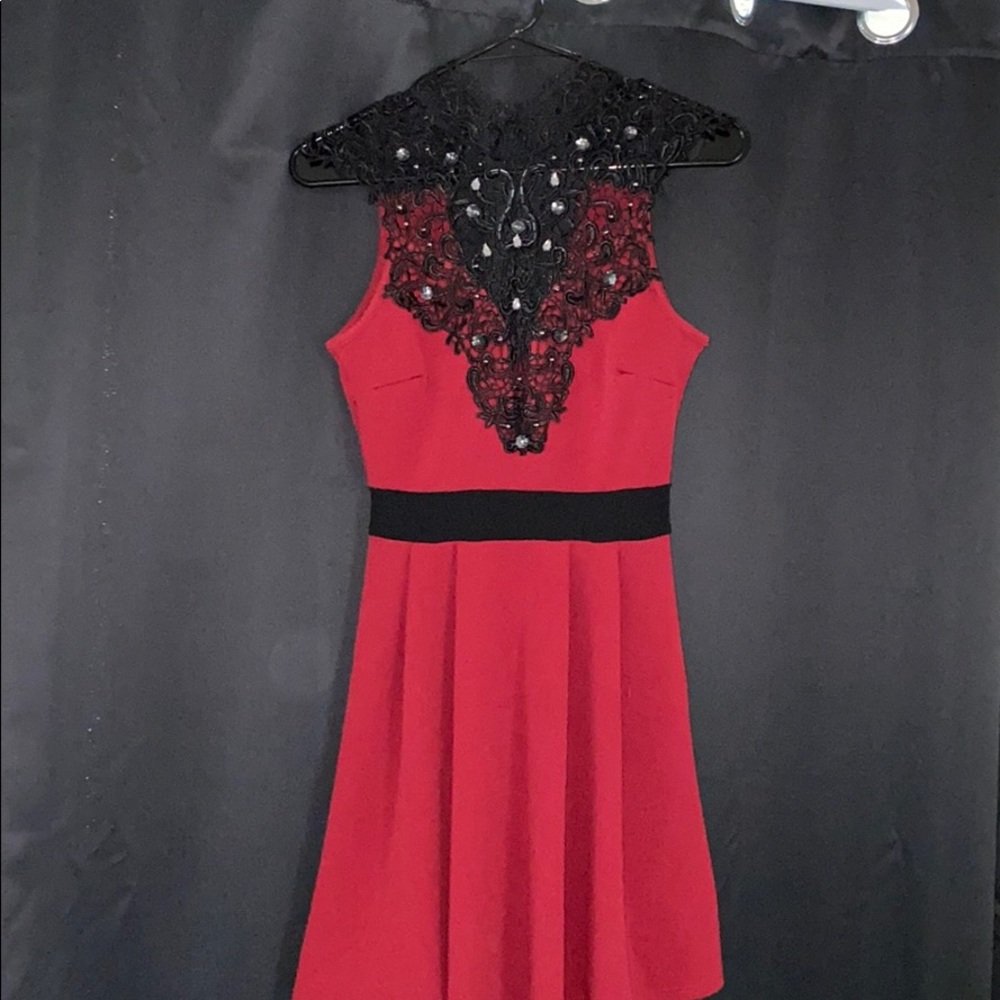 Red Dress with Lace Chest